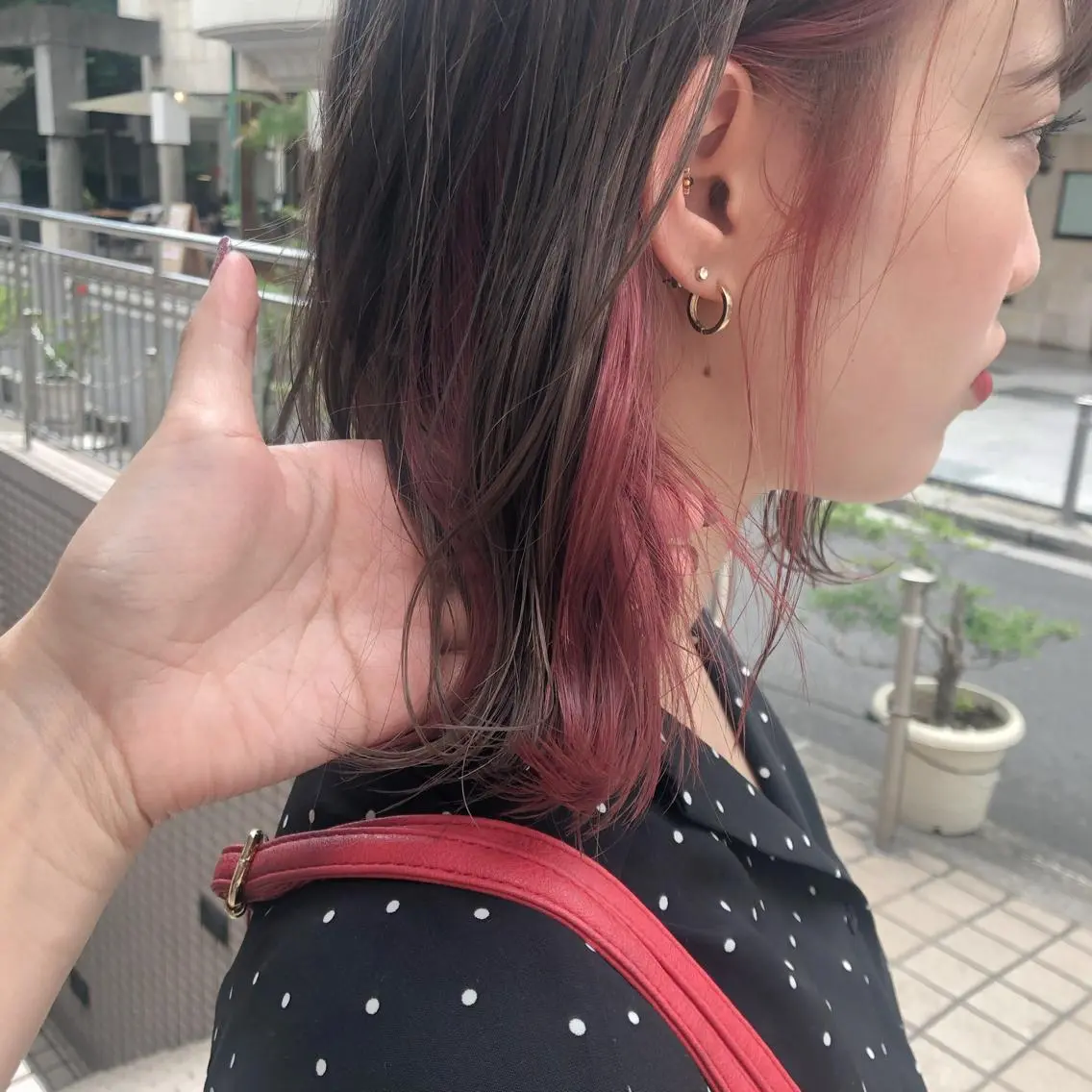 ミディアム カラー ヘアアレンジ ピンクカラー 天神レイヤーカット No.1💖マユカのヘアスタイル