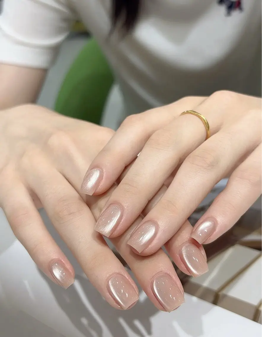 ネイル アートネイル オーロラネイル チークネイル フレンチネイル ガラスフレンチ ハンドネイル 🎀🎀YooLi Nail Salonのネイルデザイン