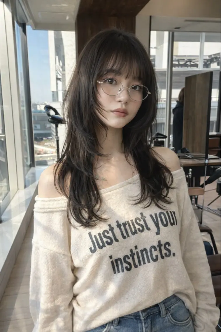 ロング カラー ヘアカラー トリートメント SHION/銀座 まとまるカット🩵のヘアスタイル
