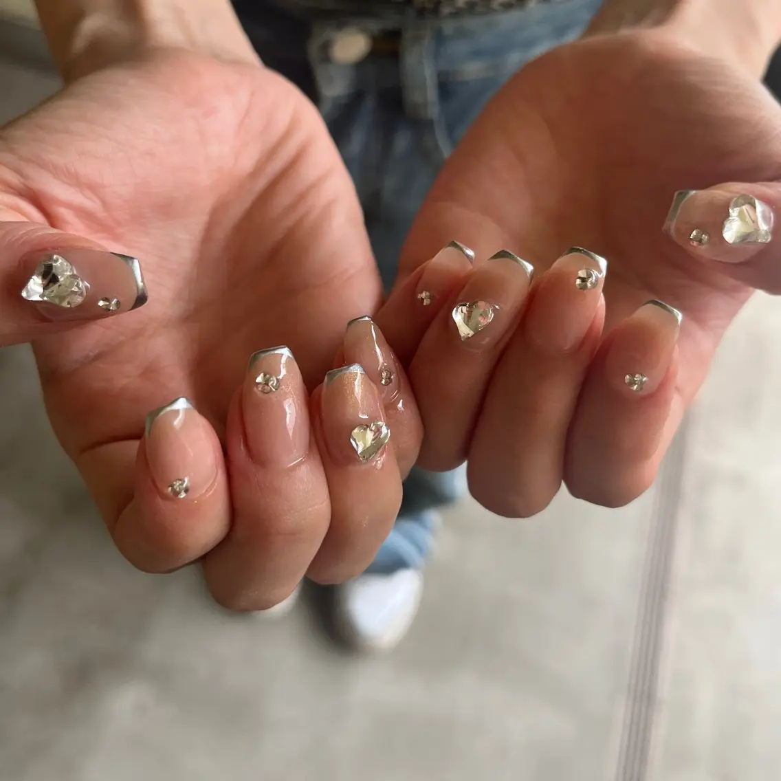 ネイル ハート ストーンネイル ハンドネイル Mizuki nailのネイルデザイン