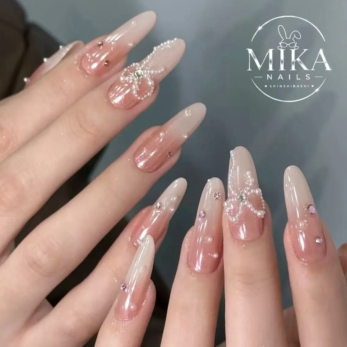 ネイル ハート キラキラネイル 韓国ネイル ロングネイル マグネットネイル ハンドネイル ハンドケア ちみ_Mika Nails 心斎橋のネイルデザイン