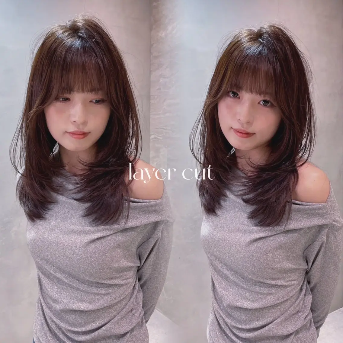 セミロング 韓国風ヘア MOKA🫧透明感カ ラー/縮毛矯正のヘアスタイル