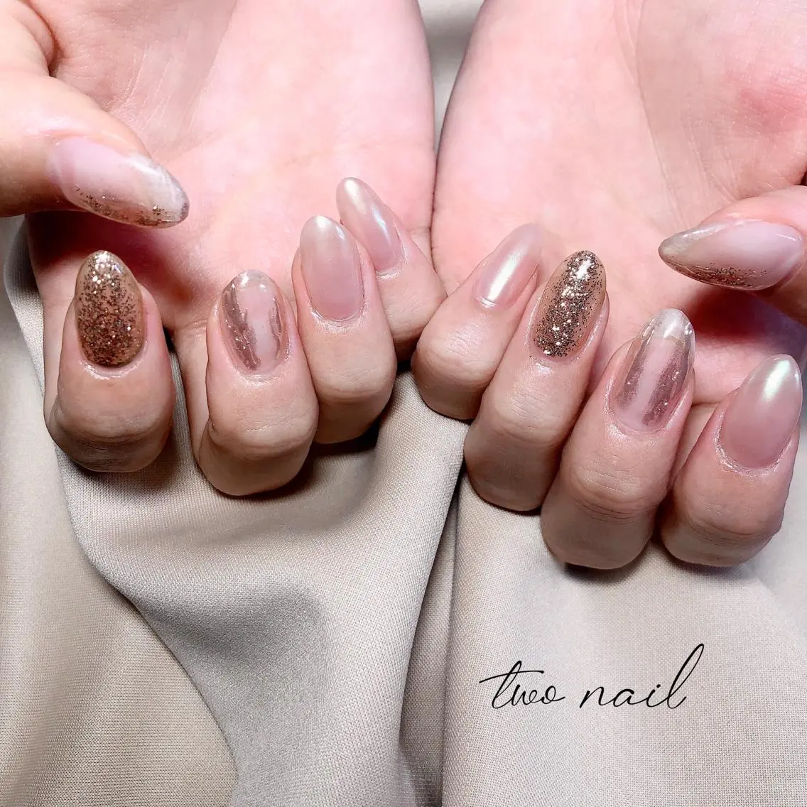 ネイル アートネイル オーロラネイル フットネイル ハート ニュアンスネイル two nailのネイルデザイン