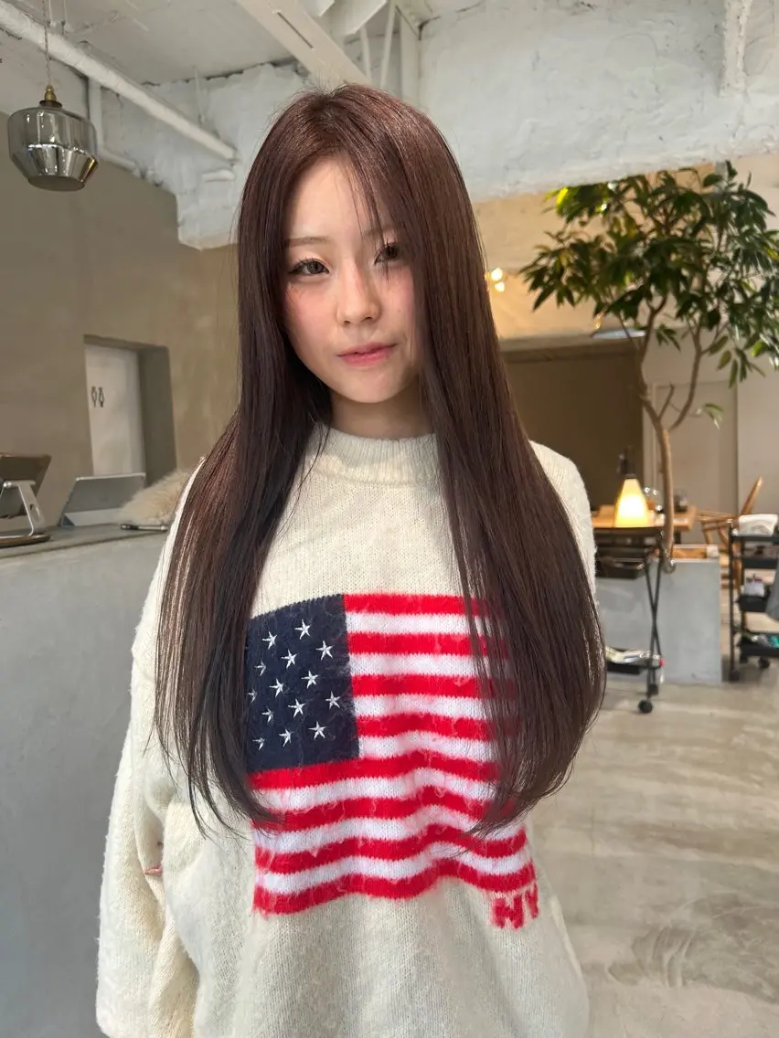 ロング クリスマス ヘアカラー 関根 あきほのヘアスタイル