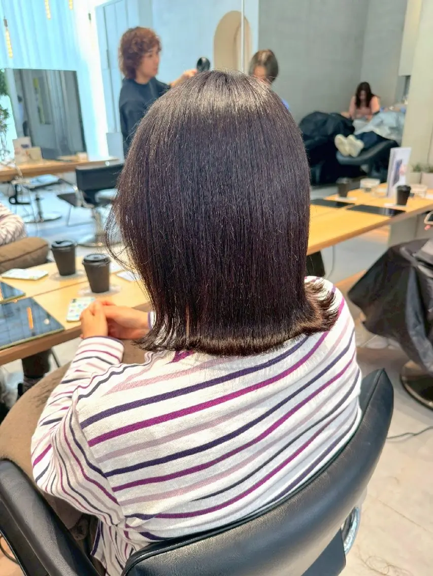 ミディアム パーマ 縮毛矯正 natural hair 🌿あかりのヘアスタイル