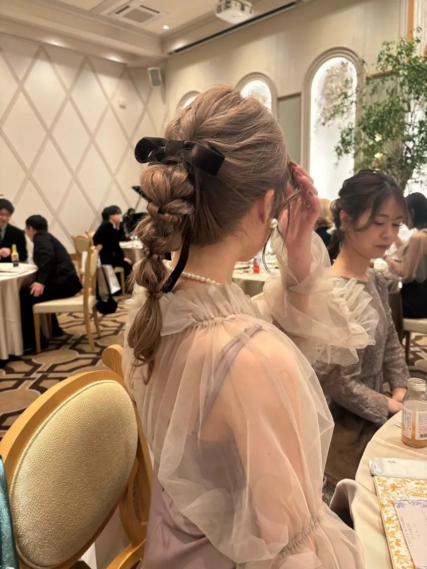 ヘアアレンジ 結婚式・ブライダル ボブ ヘアセット misa🫧ナチュラ ル縮毛矯正/髪質改善のヘアスタイル