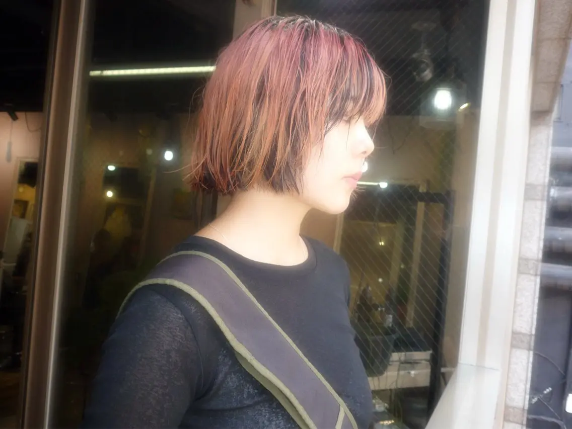 ミディアム ボブ 心斎橋/ハイトーン/ レイヤーカットのヘアスタイル