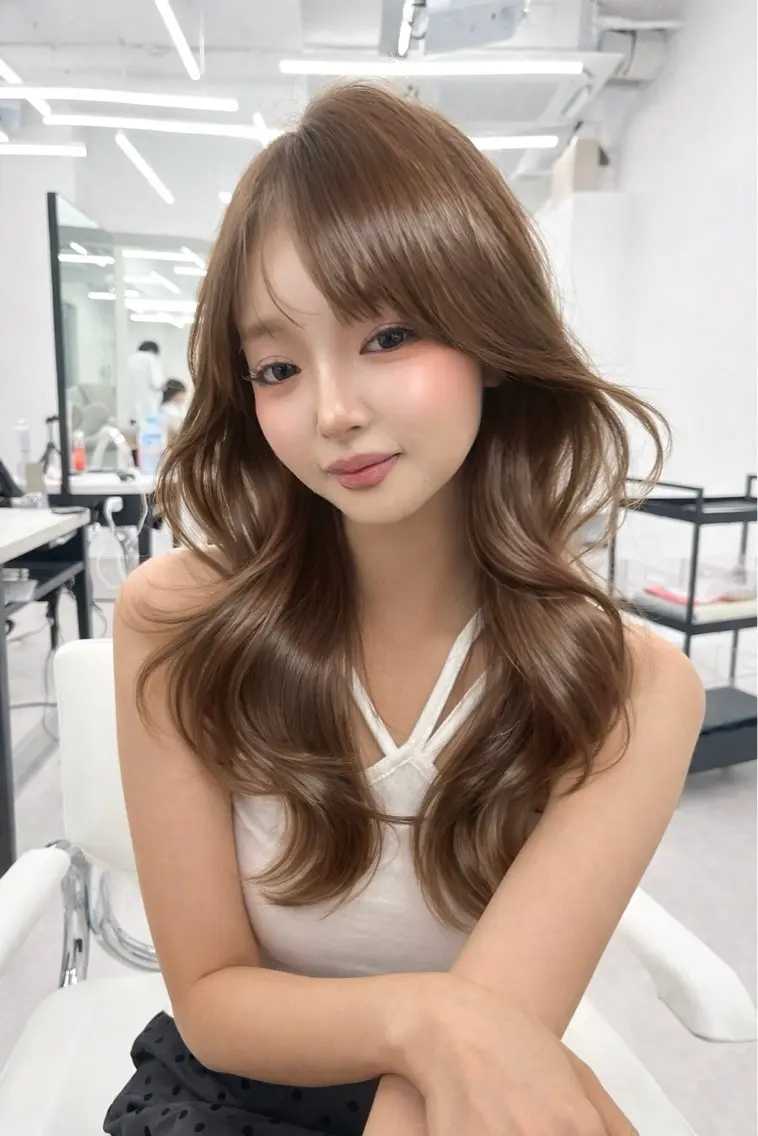 ロング カラー ベージュカラー ブリーチ 透明感カラー くびれヘア 韓国風ヘア カット ヘアカラー トリートメント ヘッドスパ 透明感カラー✨🩵 韓国ヘアkanatoのヘアスタイル