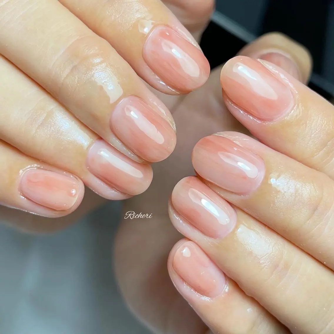 ミディアム ネイル 韓国風ヘア アートネイル フットネイル フレンチネイル ジェルネイル richeri beautyのネイルデザイン