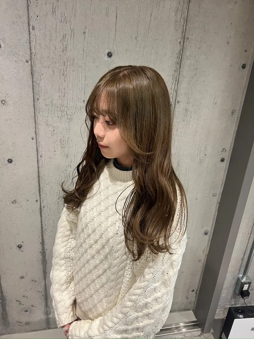 カラー ベージュカラー オリーブベージュ カット ヘアカラー トリートメント 柔め透明感血色カラー 暖色/レイヤー/ゆいのヘアスタイル