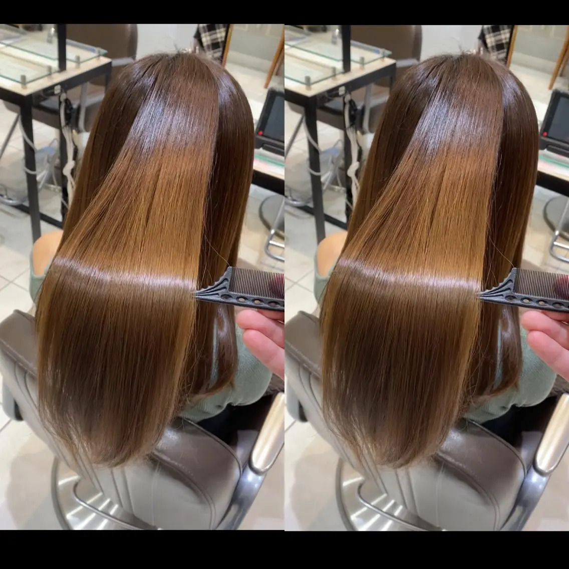 セミロング 美髪矯正透明感カラー 江川　和輝のヘアスタイル