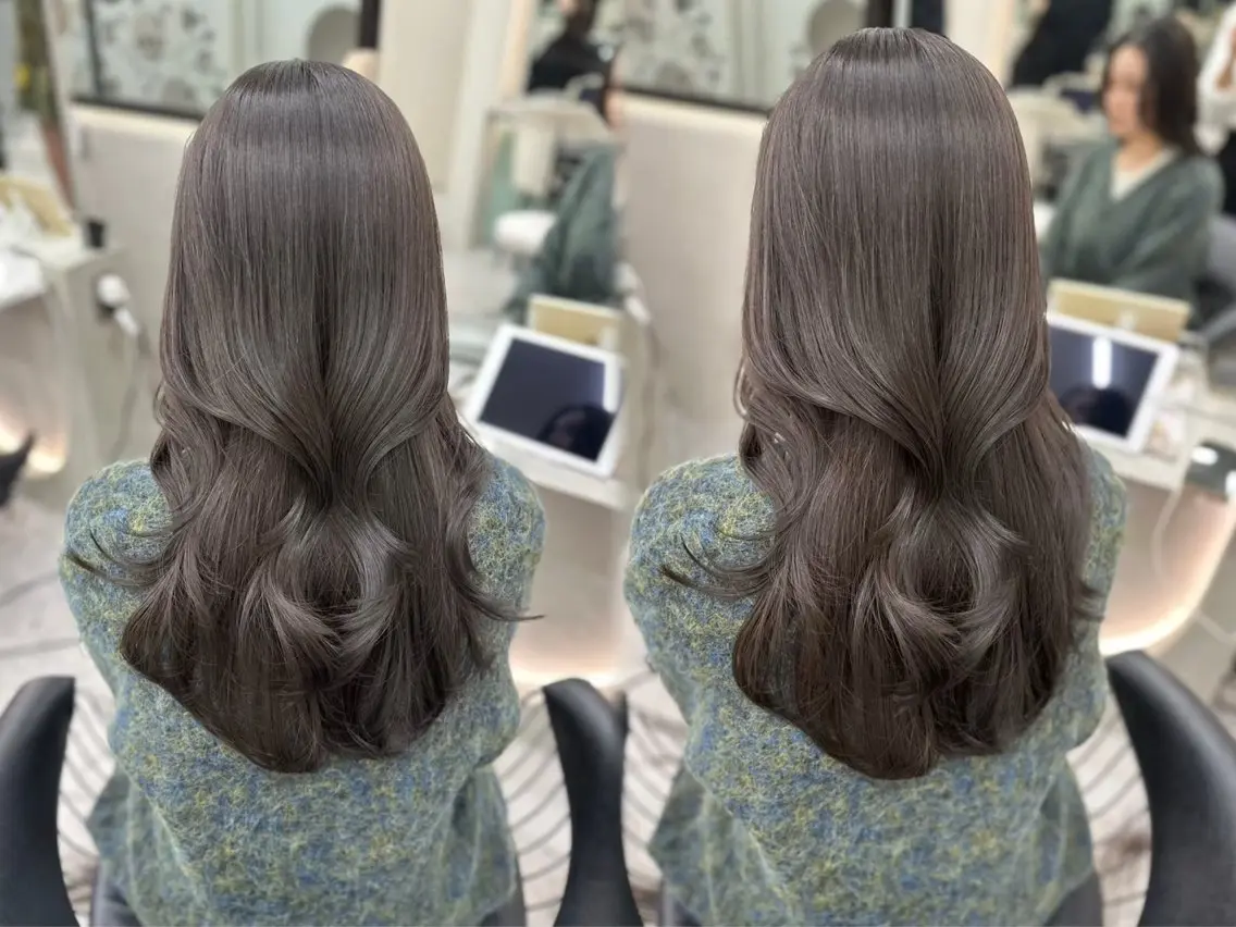 ロング カラー ヘアアレンジ 透明感カラー グレージュ オリーブグレージュ オリーブグレー 似合わせカラー× ウルフカット/ホマレのヘアスタイル