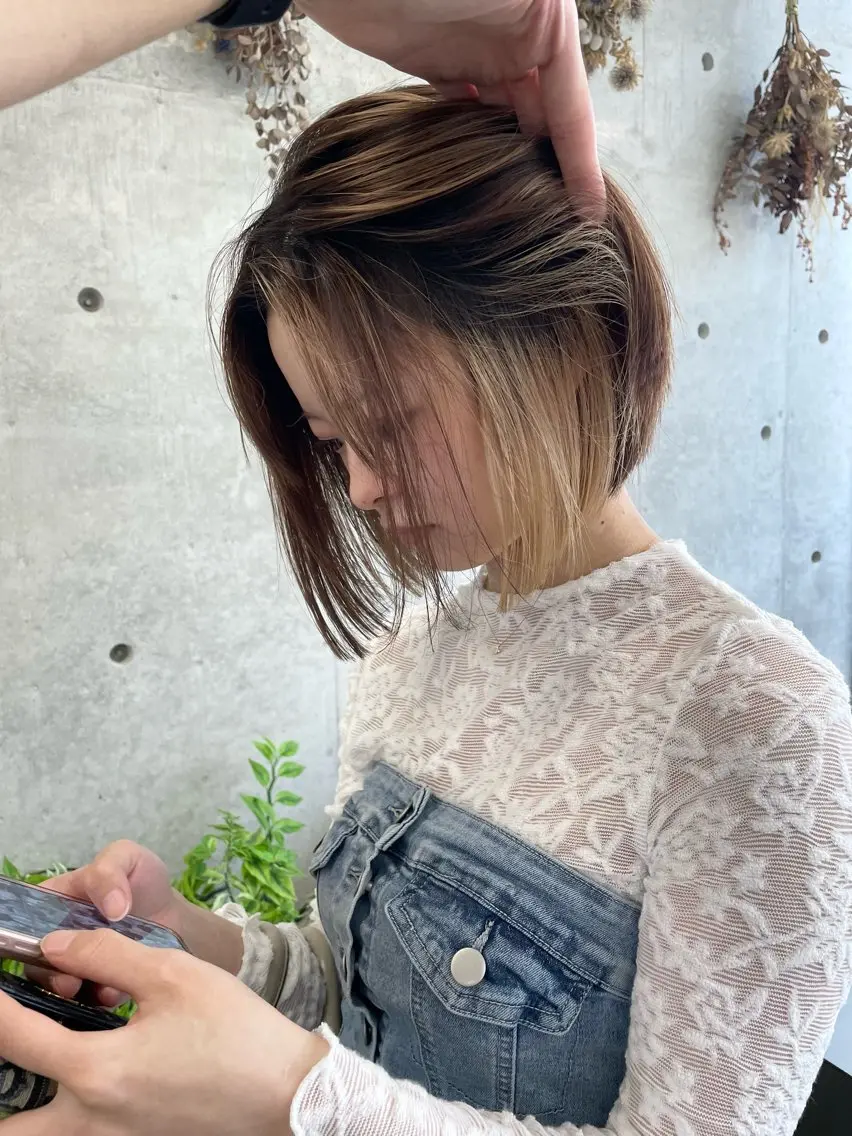 ショート カラー インナーカラー ボブ カット ヘアカラー トリートメント 艶髪/透明感カラー tawadaのヘアスタイル