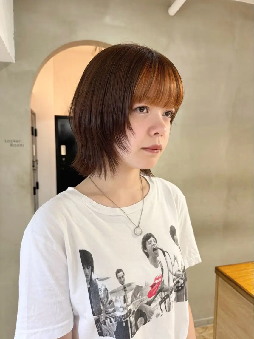 ミディアム カラー ベージュカラー ダブルカラー イルミナカラー インナーカラー ミルクティーベージュ ボブ/縮毛矯正 🌟梅田盛一🌟のヘアスタイル