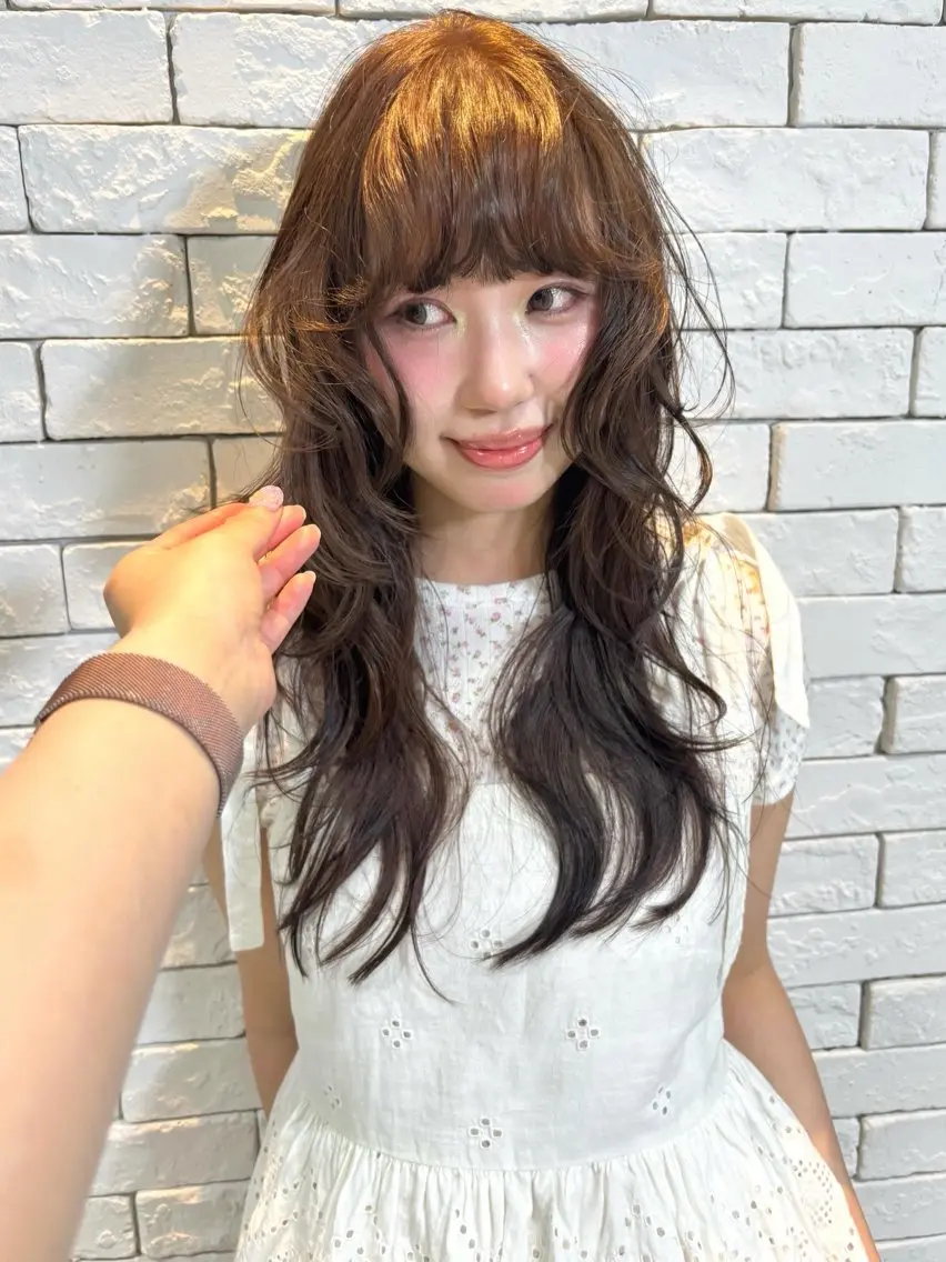ロング カラー カット ヘアカラー mizuki/ピンク ベージュ.レイヤーのヘアスタイル