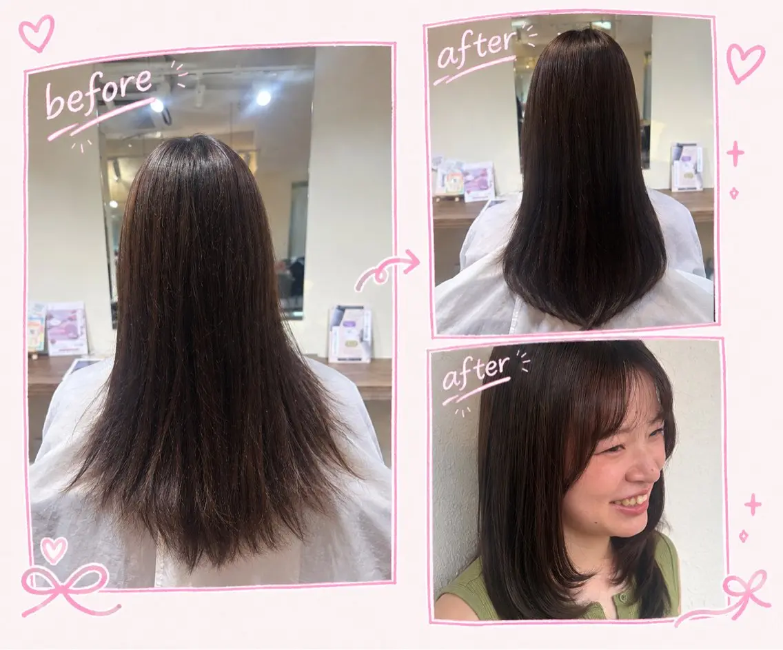 セミロング 顔まわりレイヤー レイヤーカット カット 連下 愛唯のヘアスタイル
