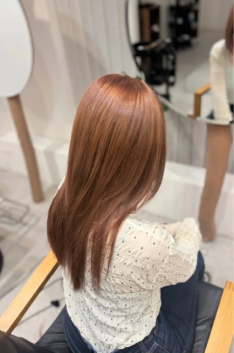カラー ベージュカラー ブリーチ ミルクティーベージュ オレンジ ブリーチカラー 🦋RANA🦋のヘアスタイル