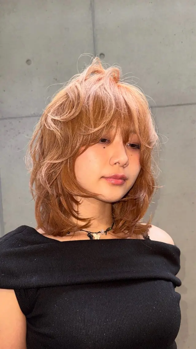 ミディアム カラー カット ヘアカラー トリートメント だいち/ブリーチ/ レイヤーカットのヘアスタイル