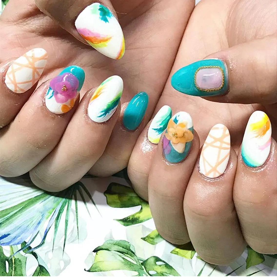 ネイル 渋谷／チップ長さ出し 👑アプレgel-xのネイルデザイン