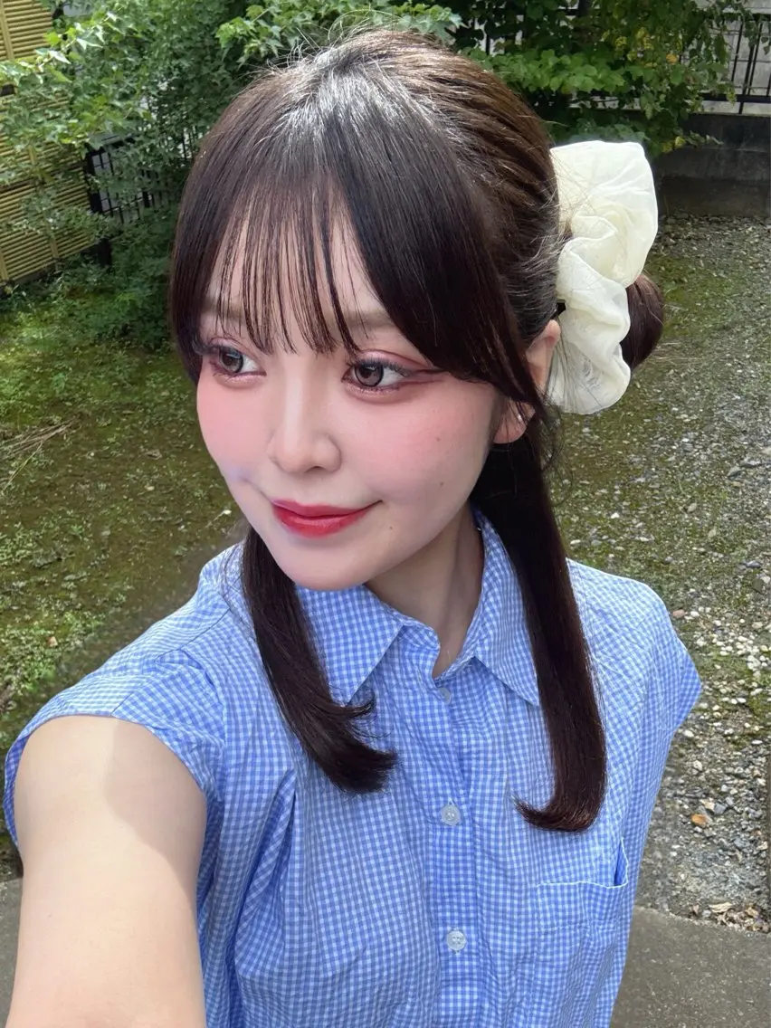 ロング カラー レイヤーカット 小顔カット カット ヘアカラー トリートメント 韓国ヘア/レイヤー/ 顔まわり足立遥奈のヘアスタイル