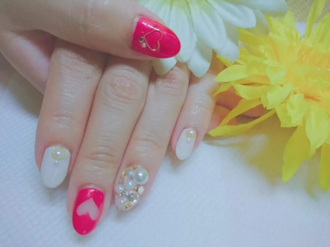 ネイル ハート ハンドネイル ハンドケア プライベートサロン Rosy Lilyのネイルデザイン