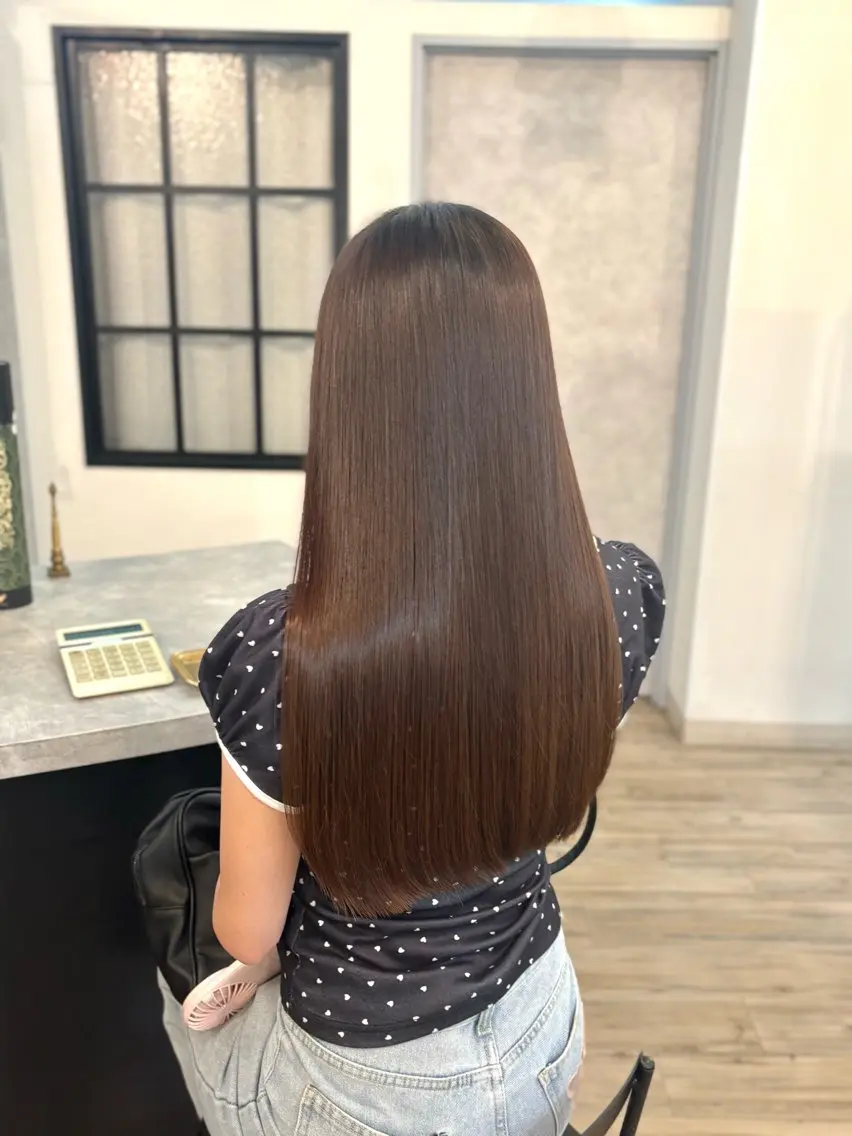 ロング パーマ カット 縮毛矯正 VISAGE ba.sk 金子詩帆のヘアスタイル
