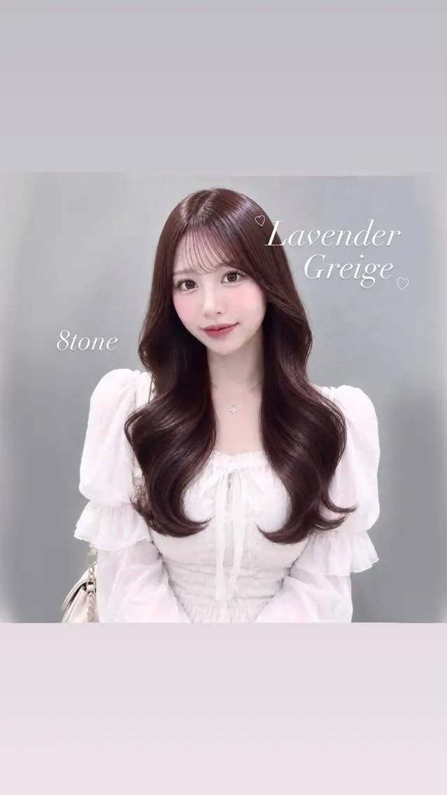 ロング カラー グレージュ ラベンダーカラー ラベンダーグレージュ ラベンダーグレー ヘアカラー girly上品ヘア 🎀/ベージュikuのヘアスタイル