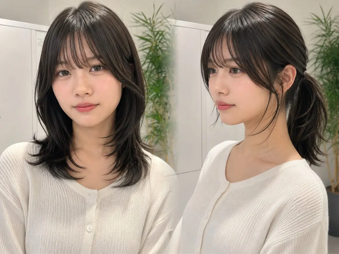 ミディアム カラー ミディアムレイヤー レイヤーカット カット ヘアカラー トリートメント 池袋/小顔レイヤー/ 顔まわり/taigaのヘアスタイル