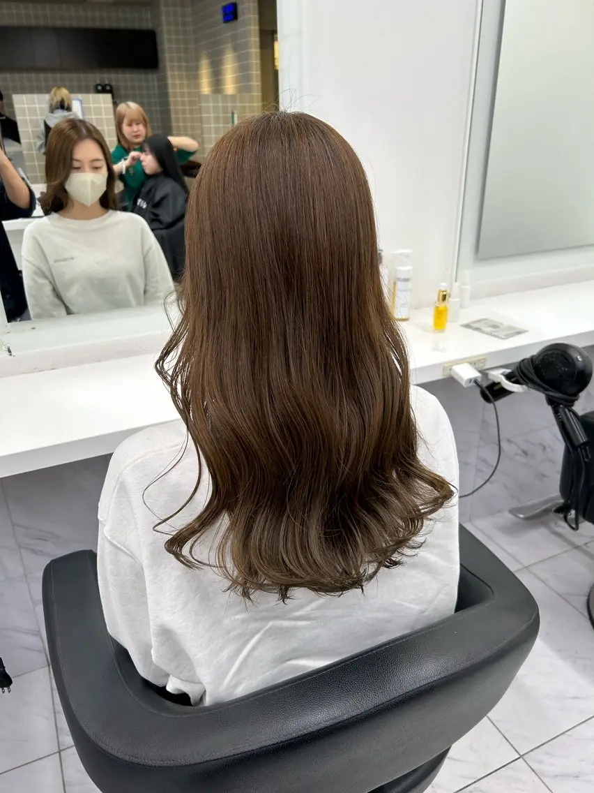 ロング カラー パーマ ヘアアレンジ メンズ キッズ 🦋縮毛/韓国レイヤ ー/透明感カラー🦋のヘアスタイル