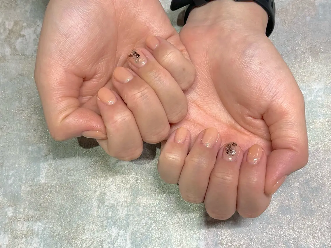 ネイル ラメ(グリッター) オレンジ Asakawa yuzukaのネイルデザイン