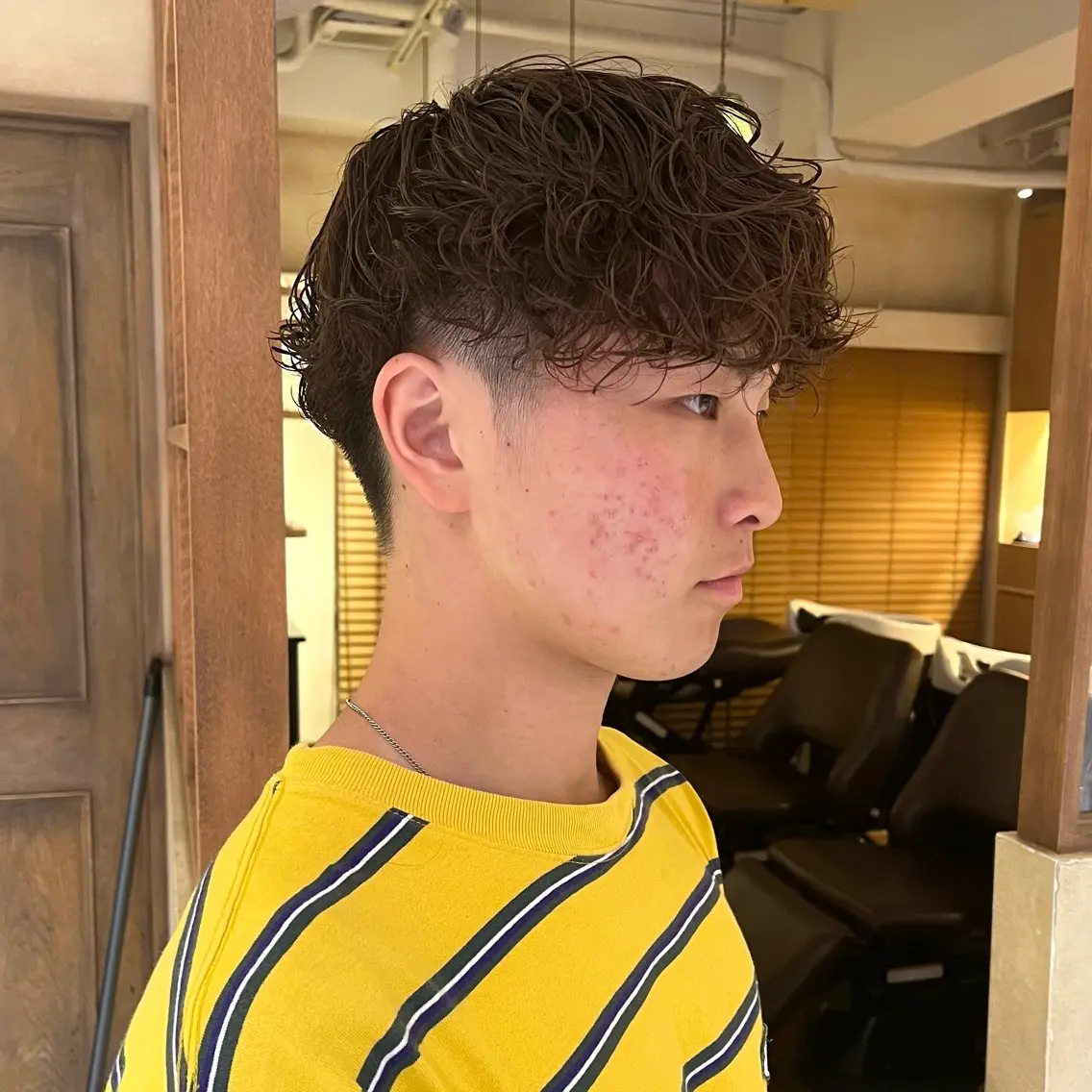ショート カラー パーマ メンズ メンズブリーチ メンズパーマ ブリーチ カット ヘアカラー パーマ 🌿ハードパーマ/ ナチュラル/蒼真🍃のヘアスタイル