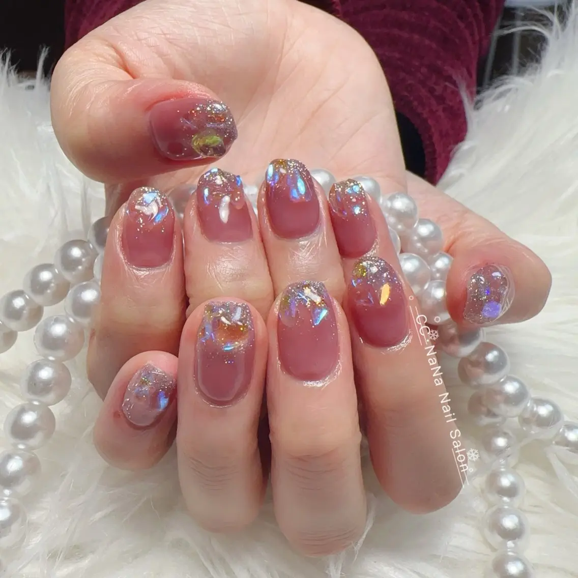 ネイル チークネイル フラッシュネイル ハート キラキラネイル 韓国ネイル ハンドネイル 💎CC・NaNa 韓国風ネイル🌙Cのネイルデザイン