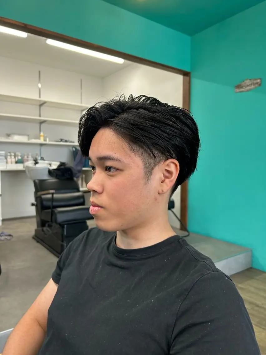 メンズ オールバック メンズパーマ 七三 カット 長谷川 央のヘアスタイル