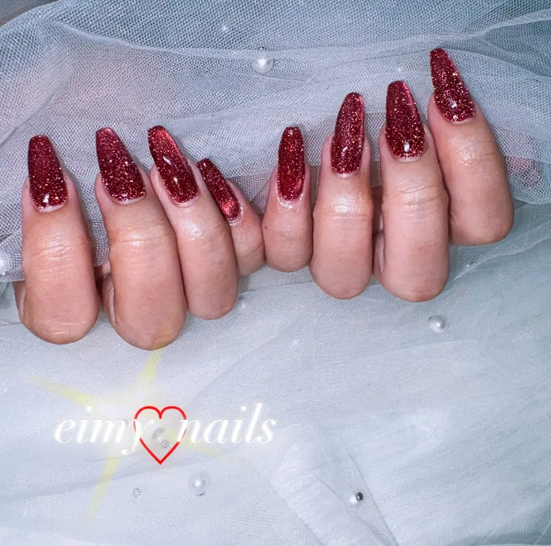 🎀オフあり 長さだし💅🏼ロングジェルチップラメワンカラーの写真