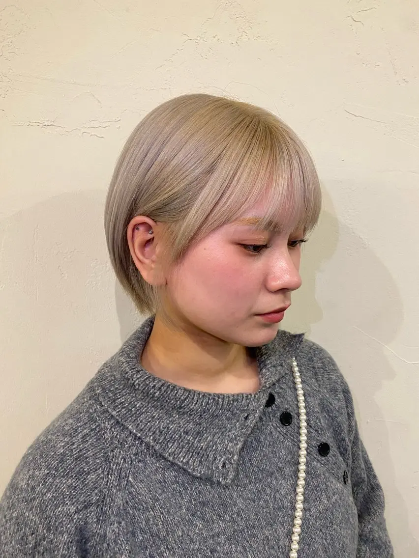 ショート カラー ヘアカラー トリートメント 透明感カラー/ 小顔カット/ミヅキのヘアスタイル