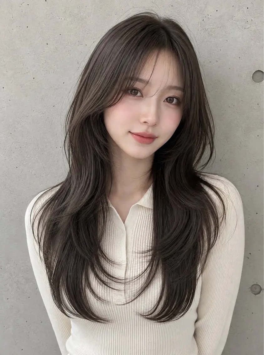 セミロング カラー ヘアアレンジ グレージュ くびれヘア 顔まわりレイヤー ハッシュカット 韓国風ヘア カット ヘアカラー トリートメント 🌫️大人韓国ヘア 🌫️naoyaのヘアスタイル