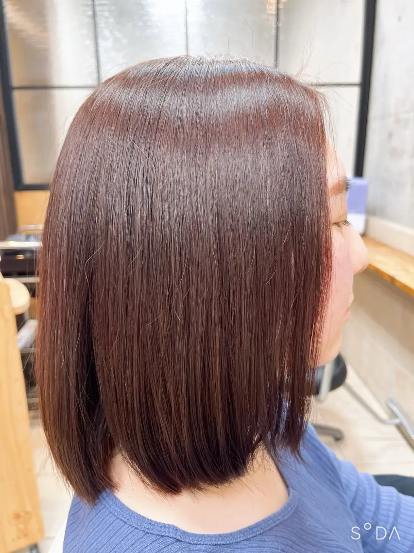 ミディアム オレンジブラウン ヘアカラー たなか なおのヘアスタイル