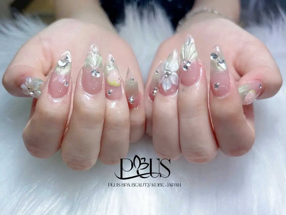 ネイル フレンチネイル 韓国ネイル シンプルネイル ワンホンネイル PLUSSPA HOANGのネイルデザイン