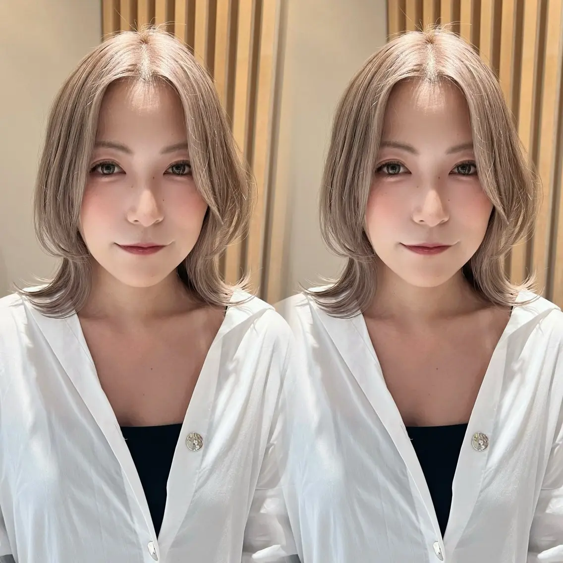 ミディアム カラー ヘアカラー トリートメント 興津/韓国レイヤー ダブルカラー美髪縮毛のヘアスタイル
