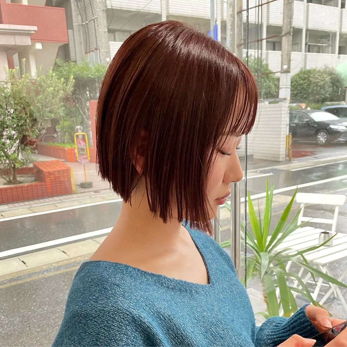 ショート カラー 縮毛矯正ボブ/ 髪質改善/カットのヘアスタイル
