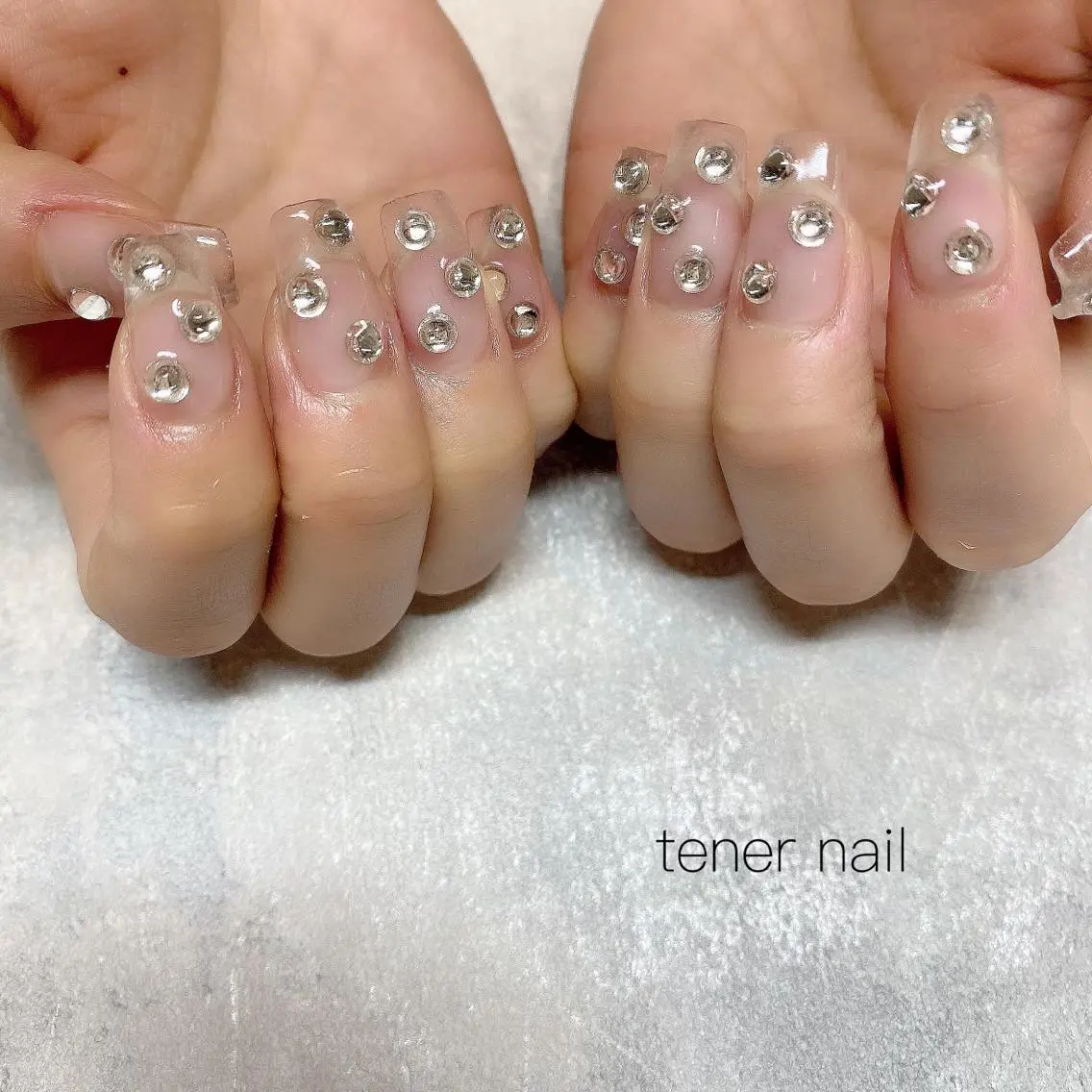 ネイル クリアネイル キラキラネイル スカルプネイル テネルネイル tener nailのネイルデザイン