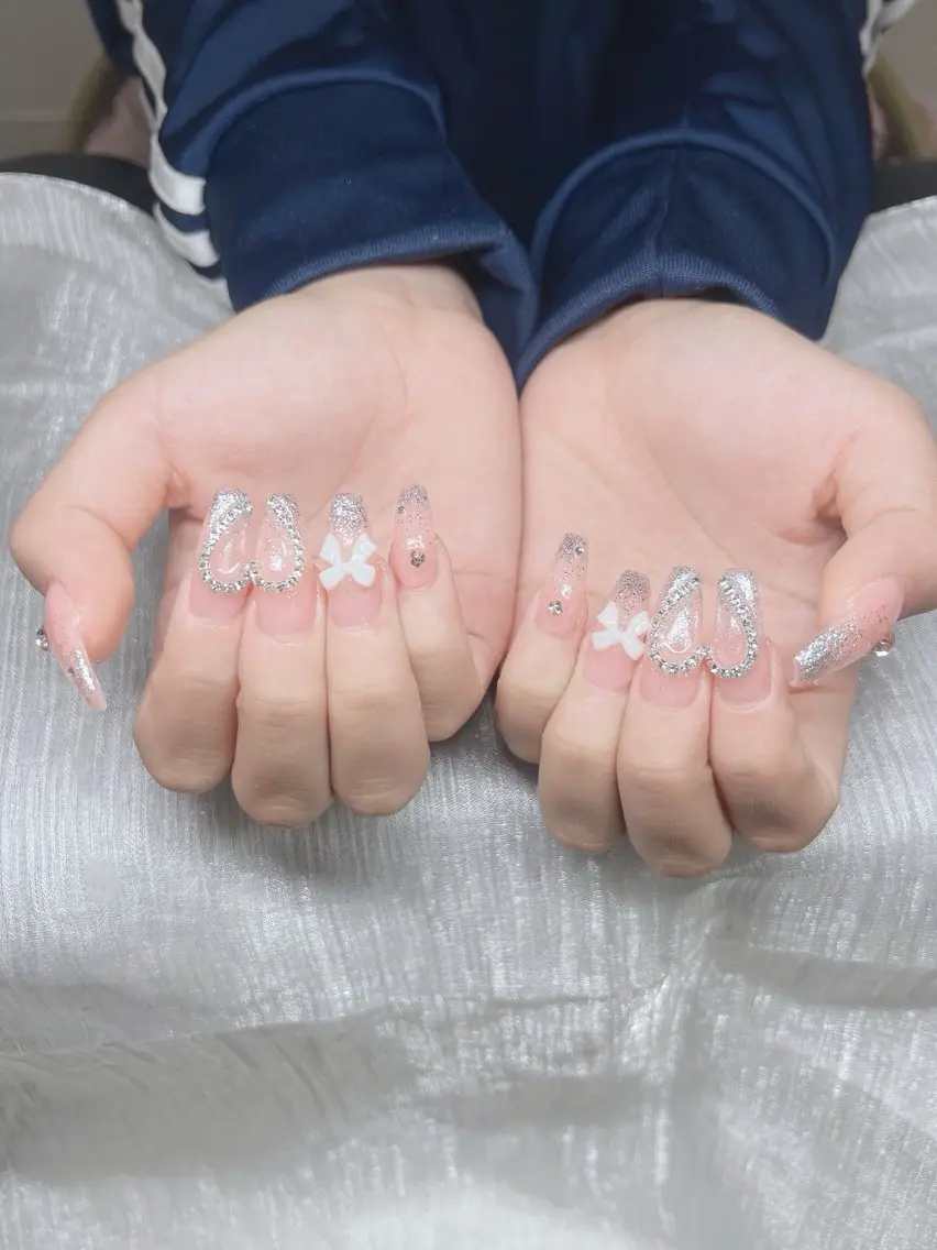 ネイル オーロラネイル チークネイル 長さ出し フットネイル フレンチネイル Lee Nails チップ長さだし専門店のネイルデザイン