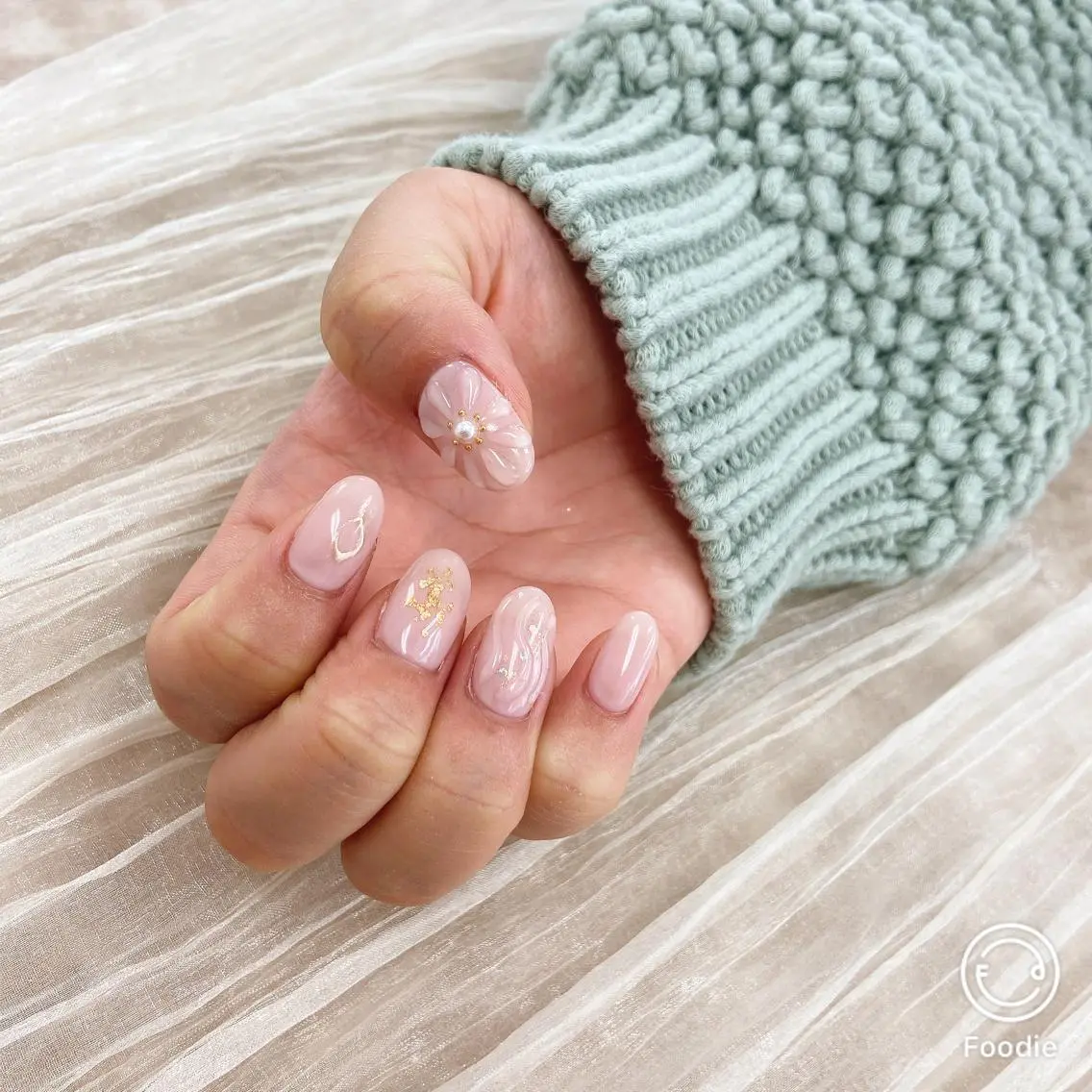 ネイル クリアネイル フラワーネイル ぷっくりネイル ネイリスト あこのネイルデザイン