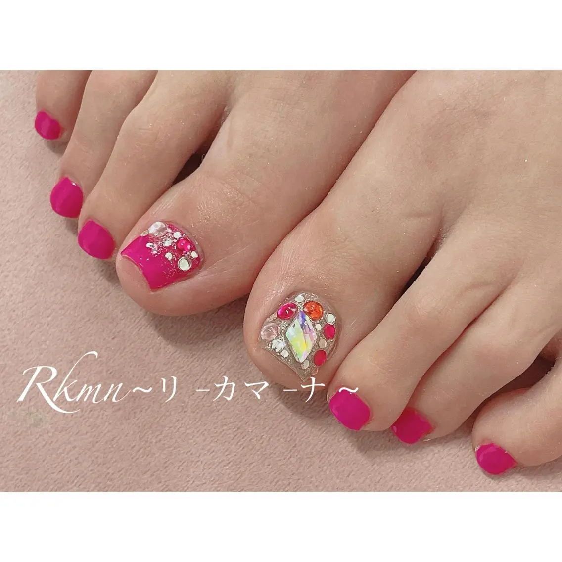 ネイル アートネイル フットネイル ピンク 春ネイル Rkmn ~リ-カマ-ナ~のネイルデザイン