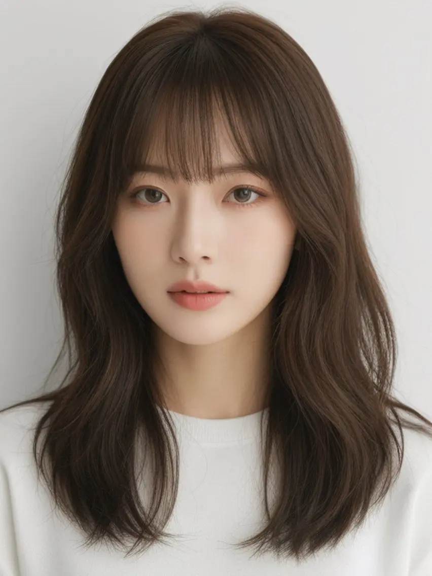 ロング くびれヘア 韓国風ヘア レイヤーカット シースルーバング カット ヘアカラー トリートメント 新宿/韓国レイヤー/ 顔まわり/メンズヘアのヘアスタイル