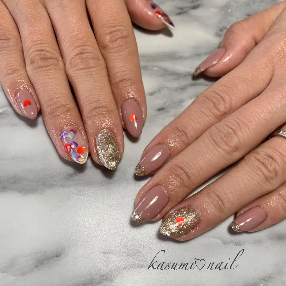 ネイル アートネイル フットネイル 大理石ネイル(マーブル) ミラーネイル ニュアンスネイル KASUMI♡ Nailのネイルデザイン