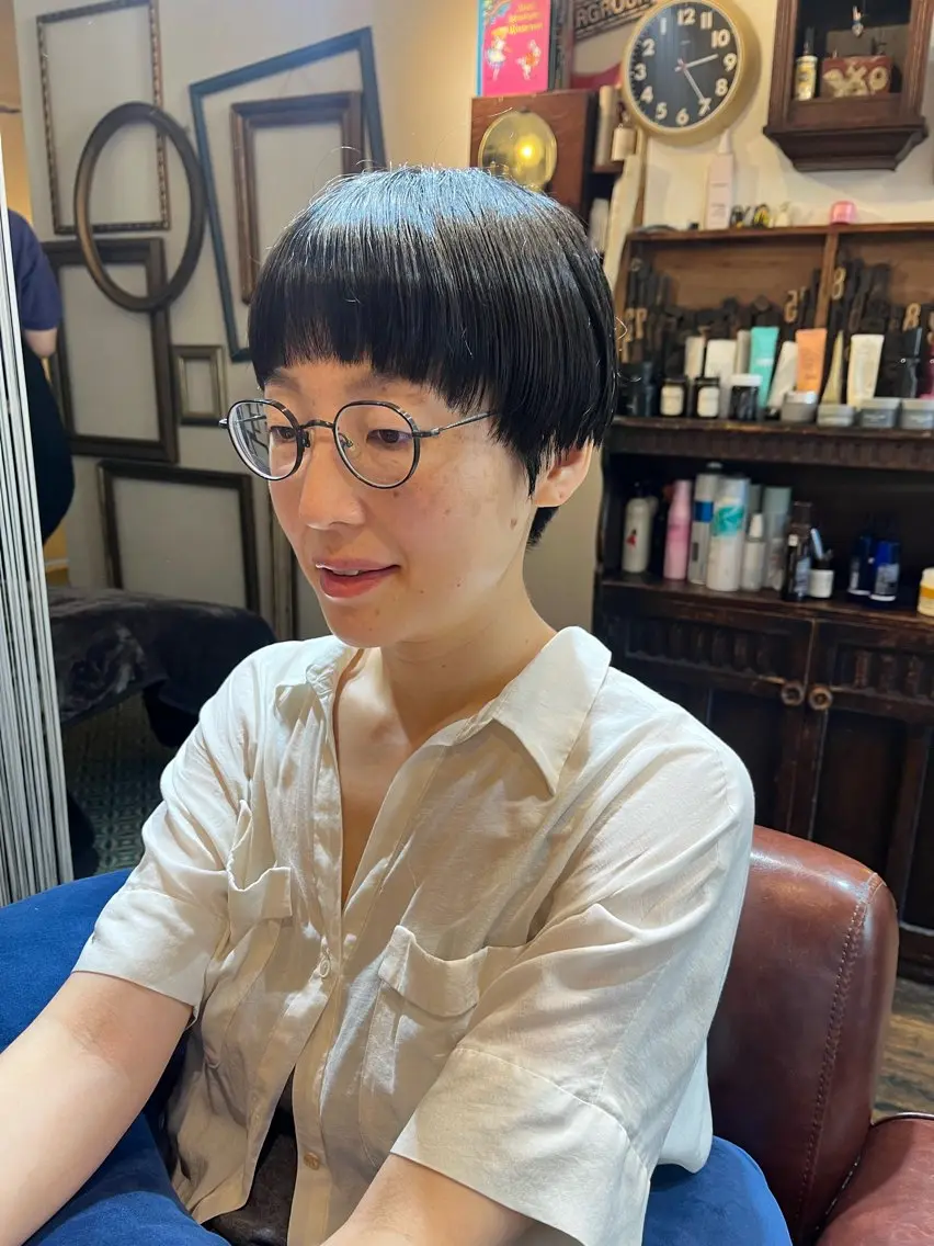 ショート 顔周りカット ショートヘア トレンドパーマ 🌱ショート/緒方椋のヘアスタイル