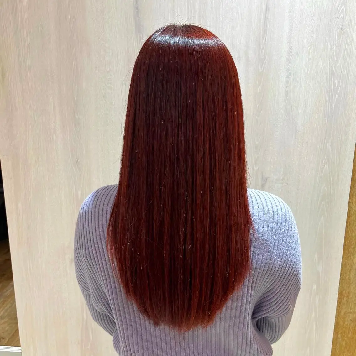 ロング カラー ブリーチ ブリーチなしカラー レッドカラー 田中 和可のヘアスタイル