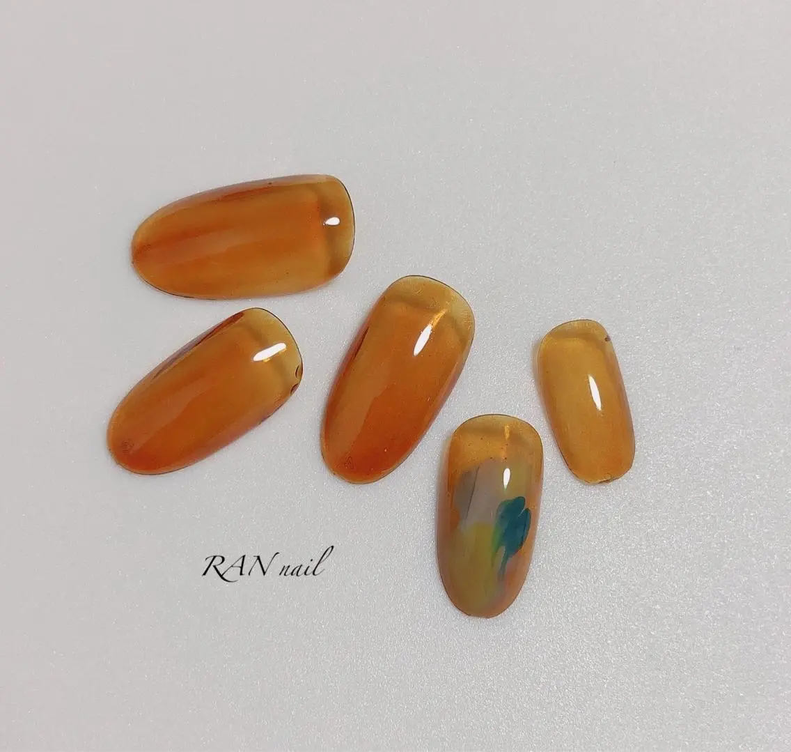 ネイル ブラウン クリアネイル ニュアンスネイル オフィスネイル ワンカラーネイル RAN nailのネイルデザイン