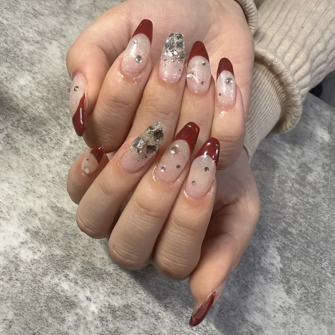 ネイル フレンチネイル 赤色 ハンドネイル ★Rinail... .のネイルデザイン